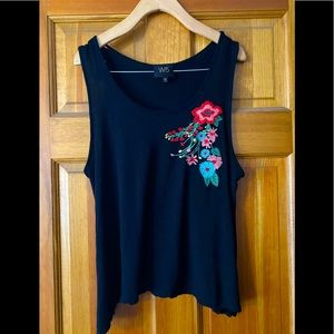 W5 Embroiled Flower Flared Tank Top